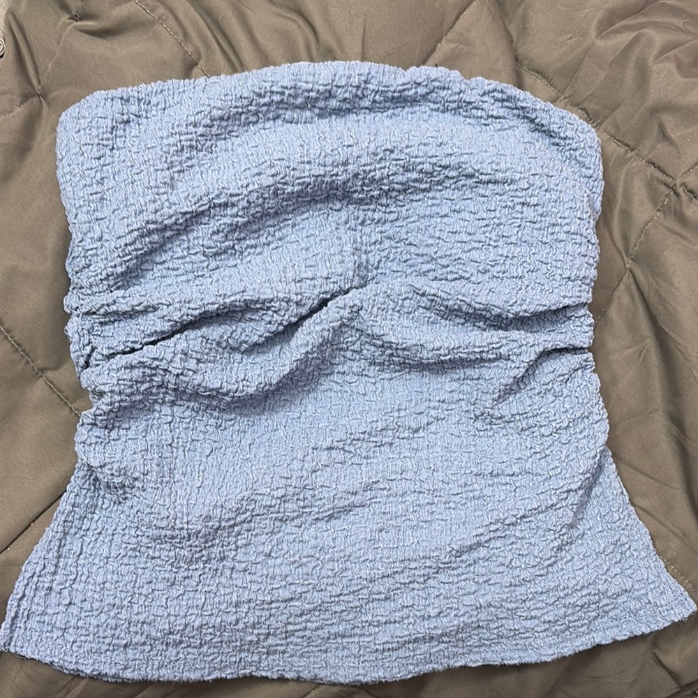 Light Blue Textured Tube Top